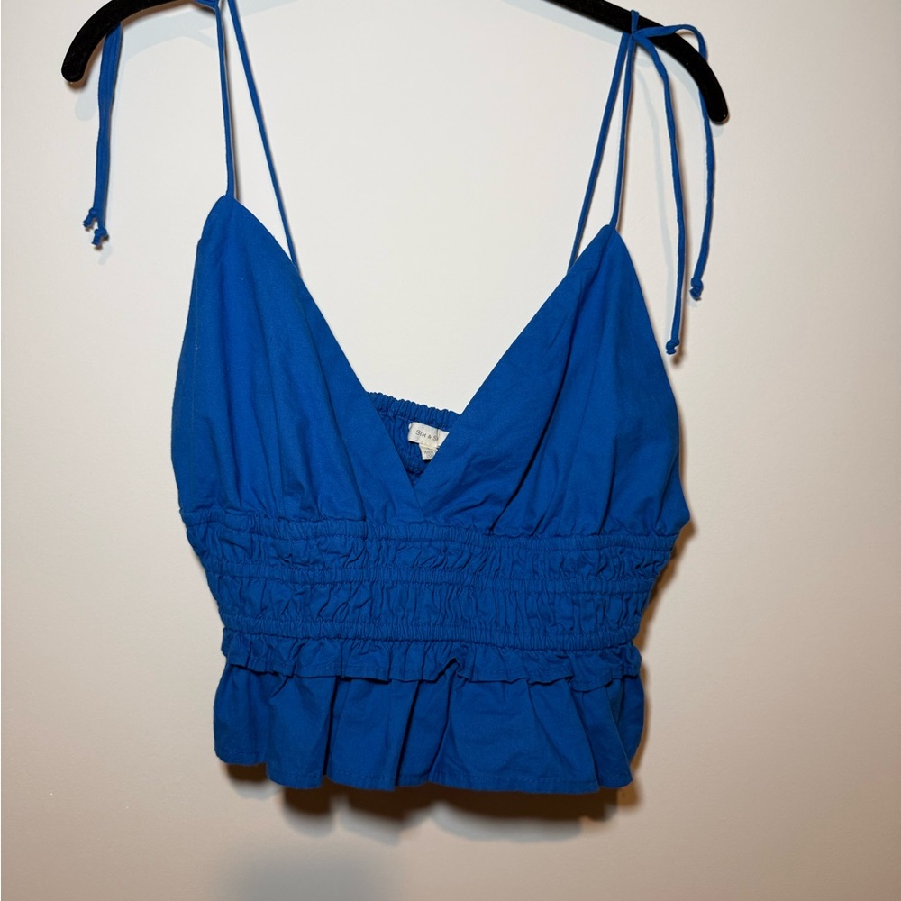 Sim & Sam Blue Ruched Women's Crop Top